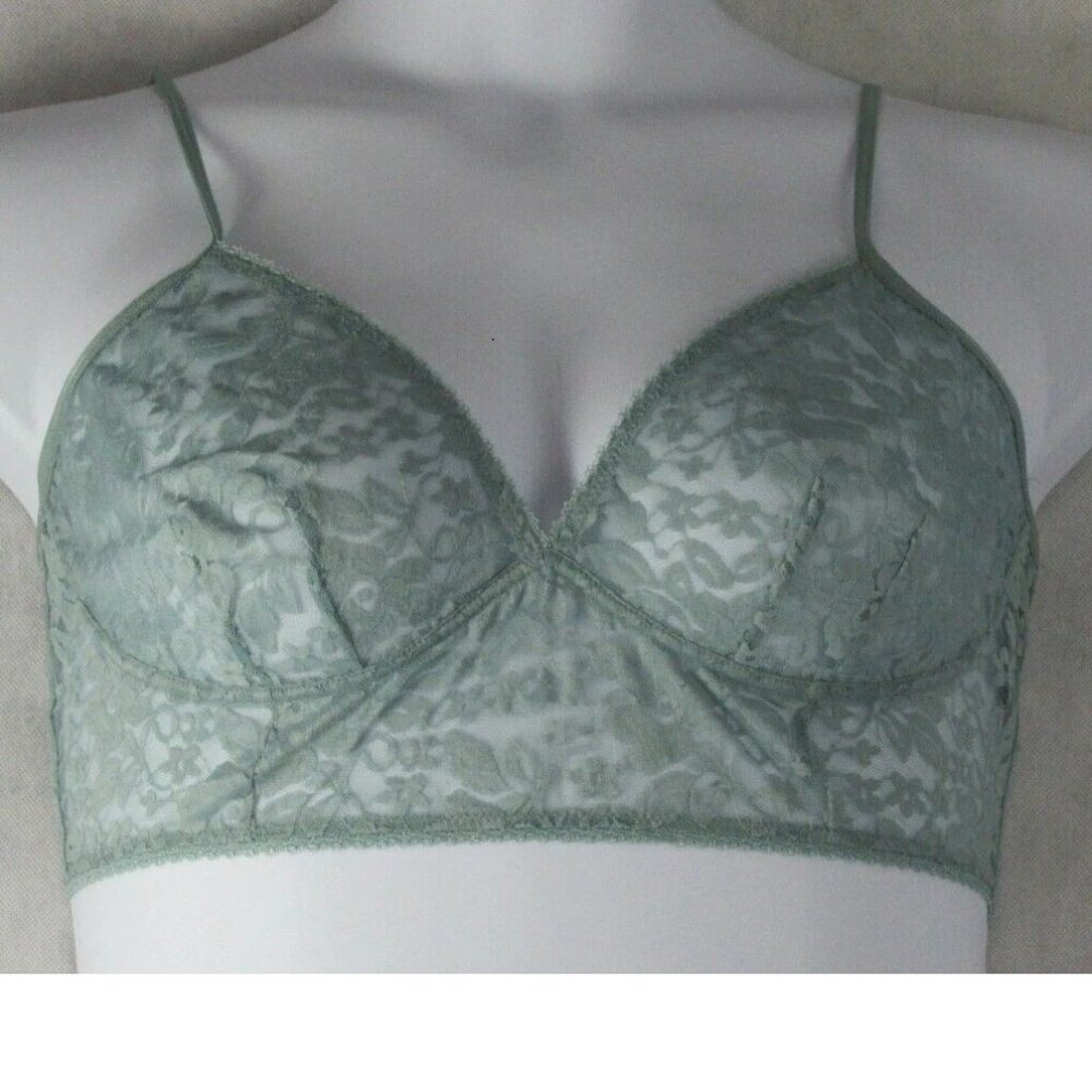 INC International Concepts Women's Floral Lace Bralette, Amazonite Green, Small
